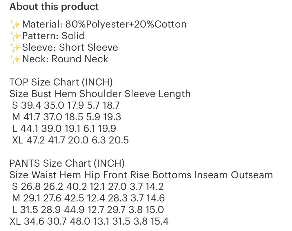Short sleeve short set