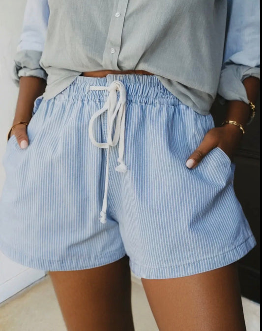 Pinstripe Denim Shorts