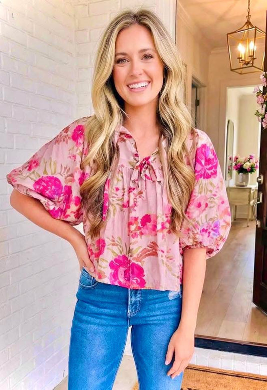 Mid sleeve floral shirt