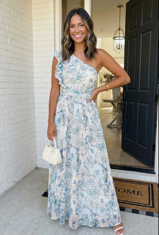 Floral One Shoulder Dress