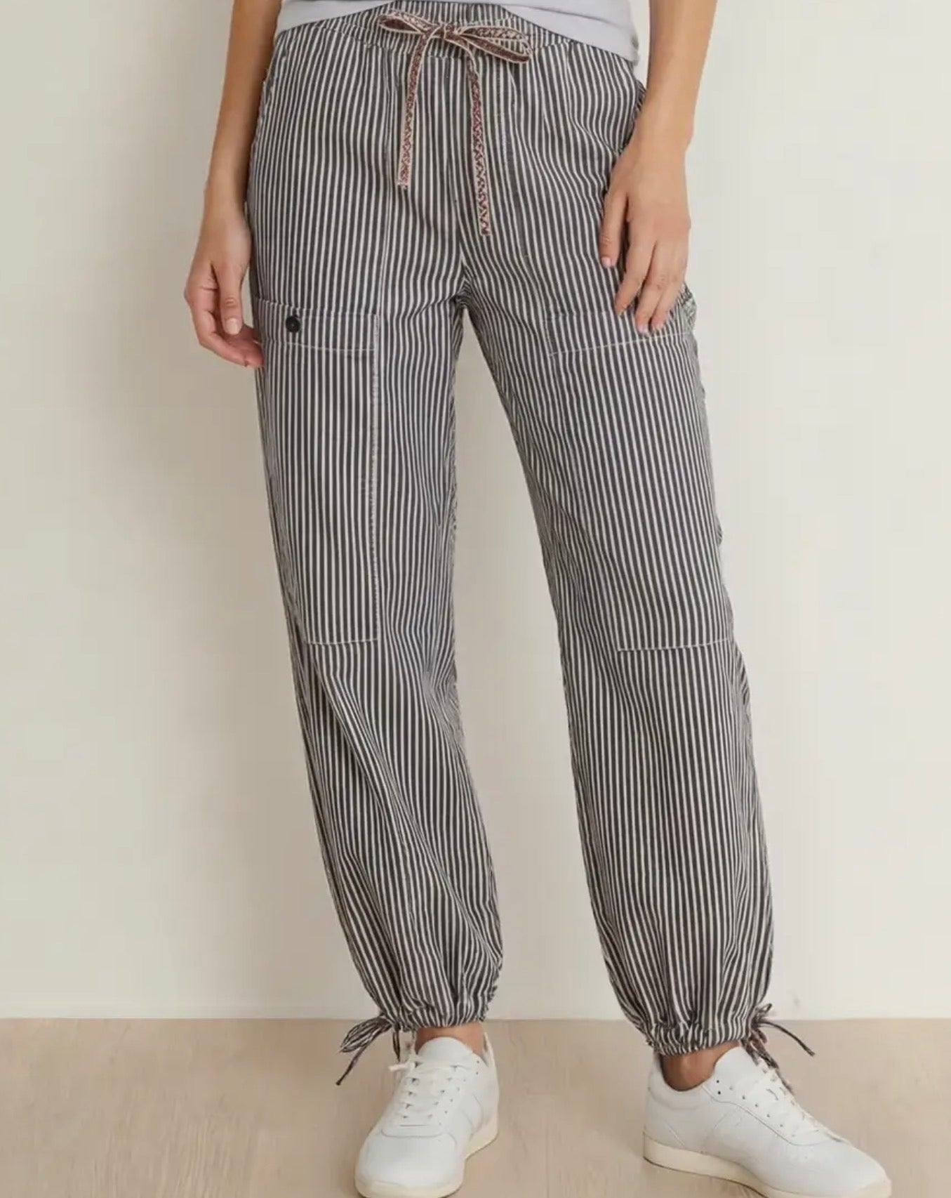 Striped Drawstring Casual Pants